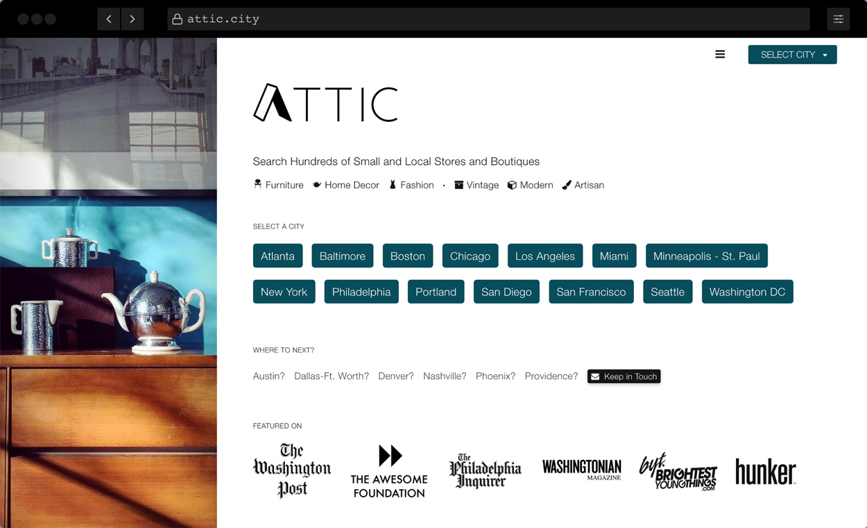 ATTIC website screenshot