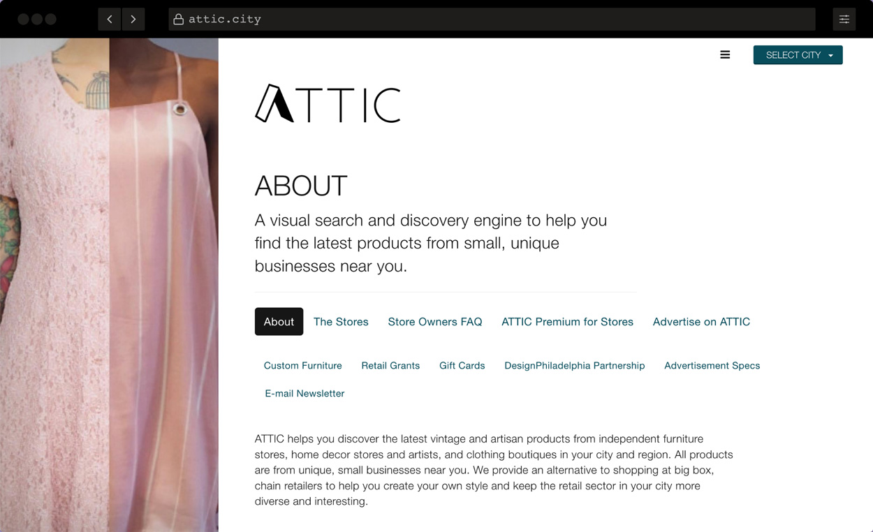 ATTIC website screenshot detail