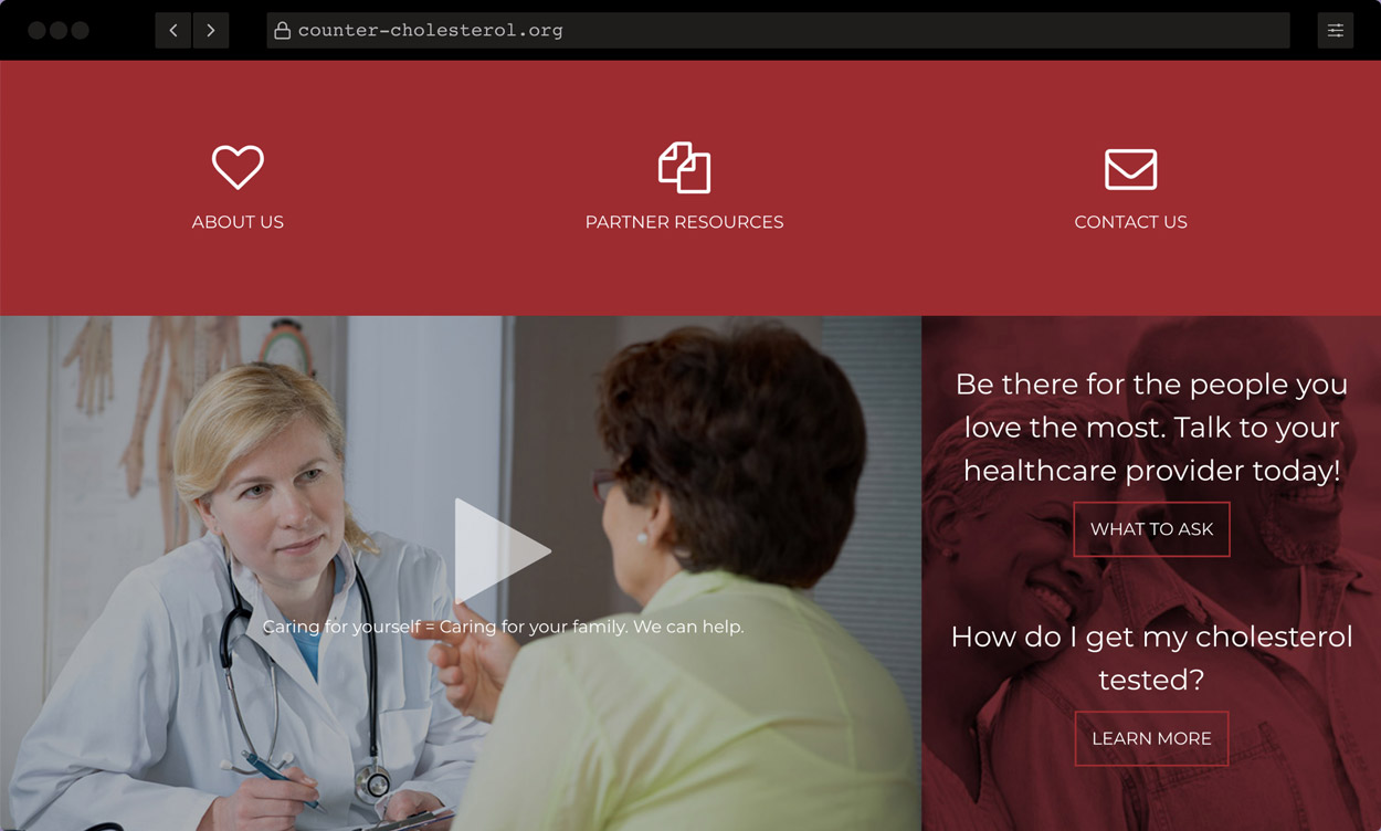 Counter Cholesterol website screenshot detail