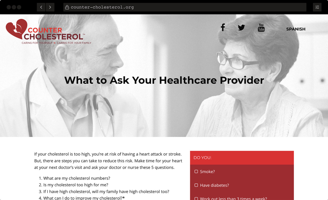 Counter Cholesterol website screenshot detail