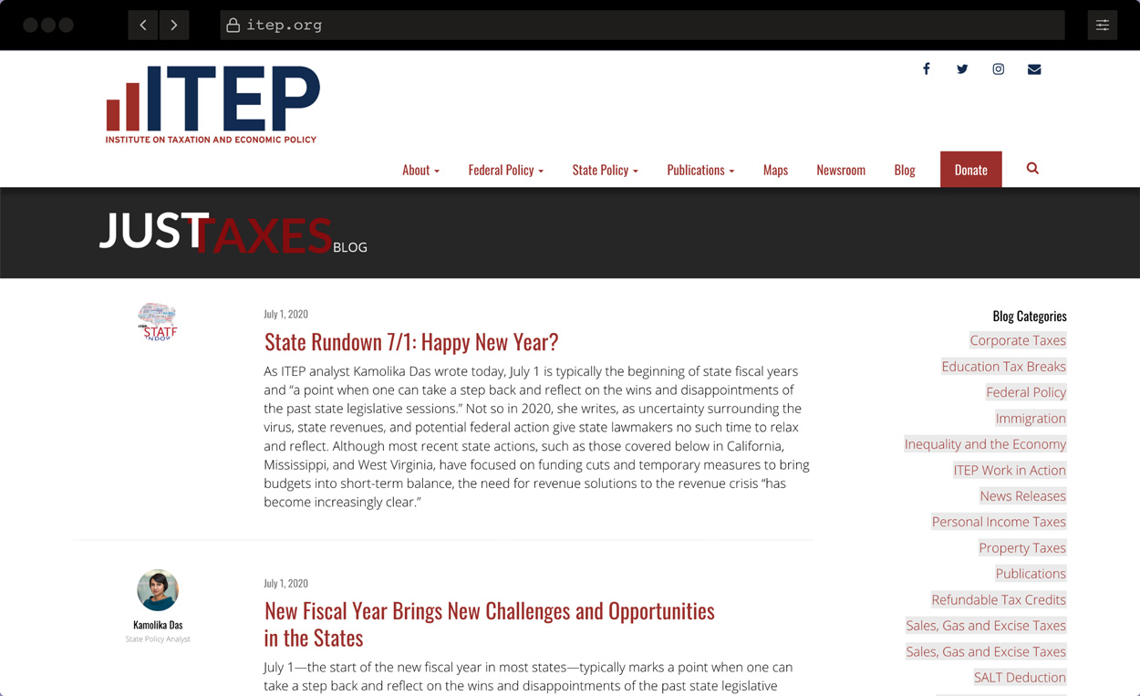ITEP website screenshot detail