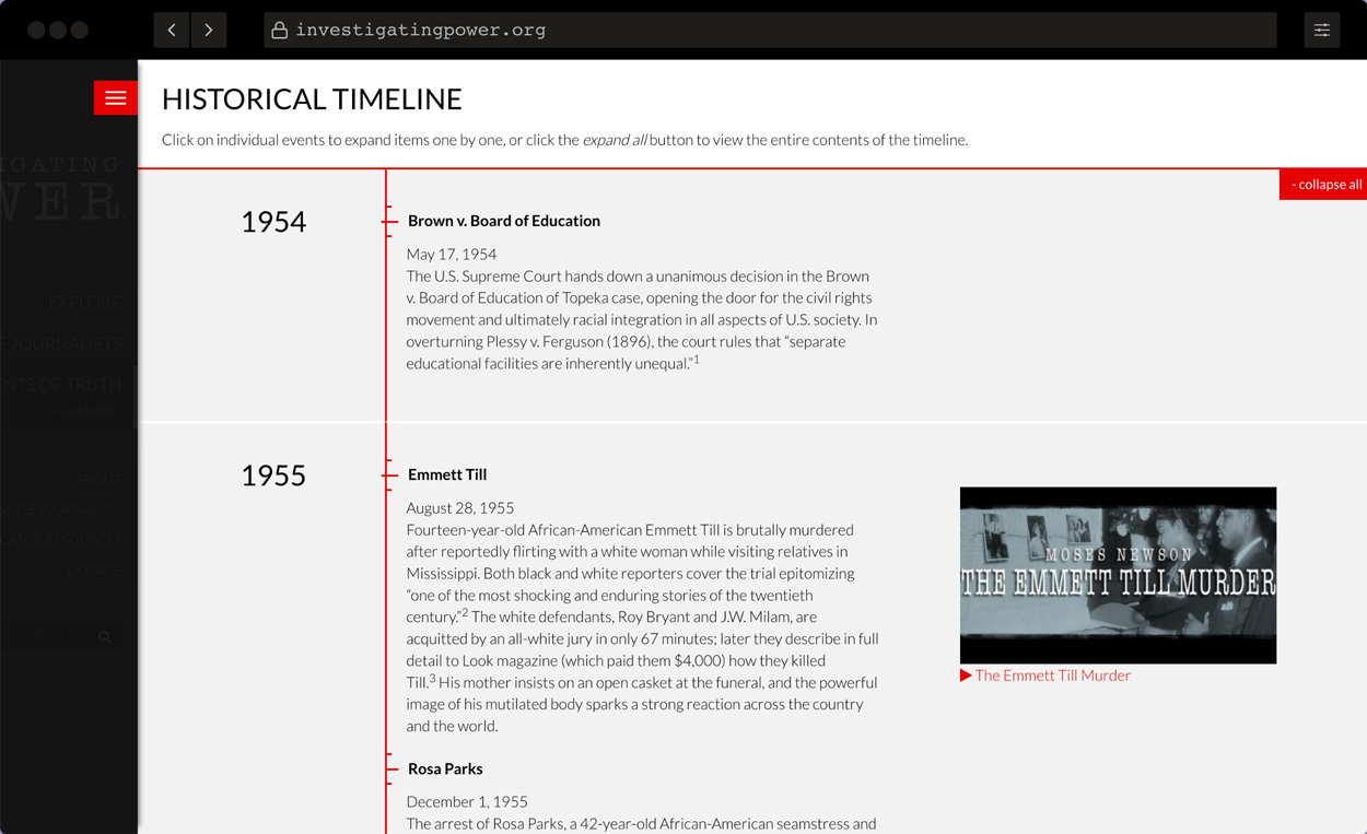 Investigating Power website screenshot detail