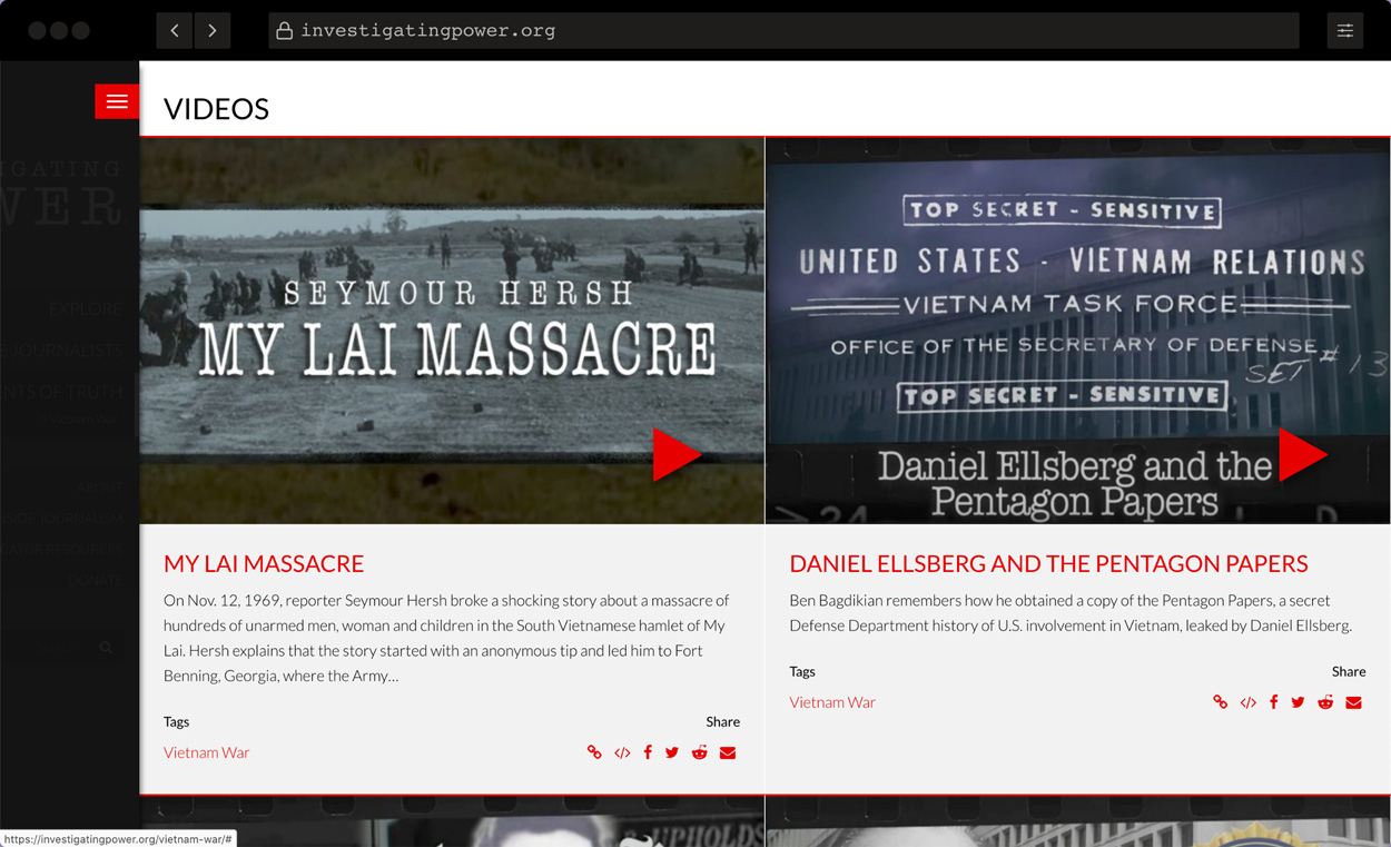 Investigating Power website screenshot detail